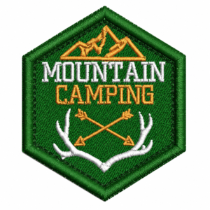 PATCH BORDADO MOUNTAIN CAMPING - 6X7 CM
