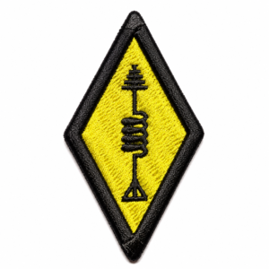 PATCH BORDADO SIMBOLO RADIOAMADOR 8X3.7 CM