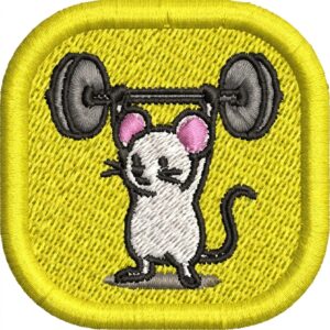 MINI PATCH BORDADO GYMRAT RATINHO DE ACADEMIA - 5X5 CM